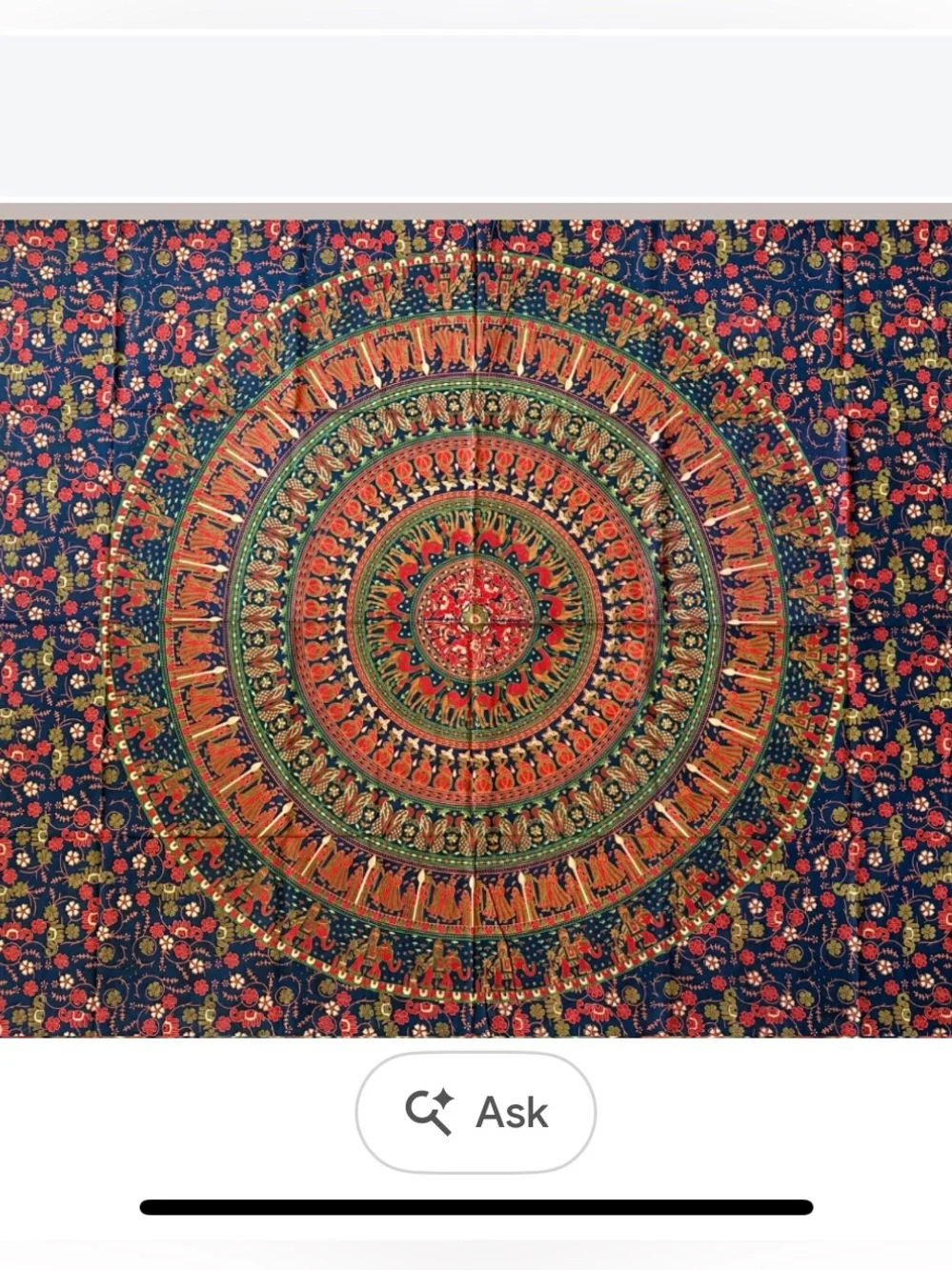 Bohemian Mandala Wall Tapestry in Navy and Orange - 100% cotton made in India